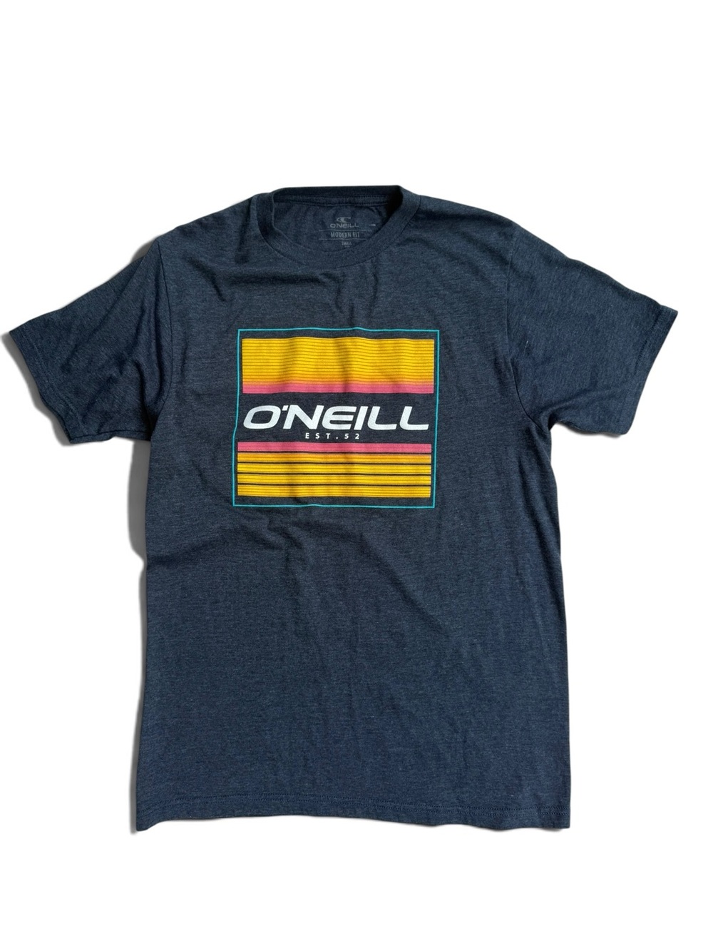 O'Neill Navy Short-Sleeve Tee with Yellow and Pink Logo